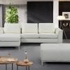 OLLON Cream White Leather Sectional Sofa